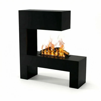 Glow Fire Mozart Schwarz - OMC 600 | Freistehender Wasserdampfkamin, 120 cm x 110 cm x 35 cm